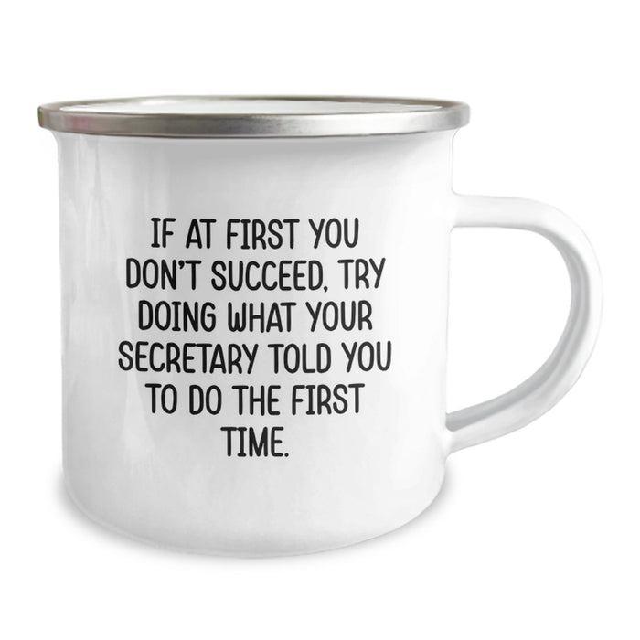 Funny Secretary Gifts from Friends - 'If At First You Don't Succeed' Camping Mug for Secretary, Unique Graduation Unique Gifts, Funny Coffee Mugs for Camping Enthusiasts - Image 2