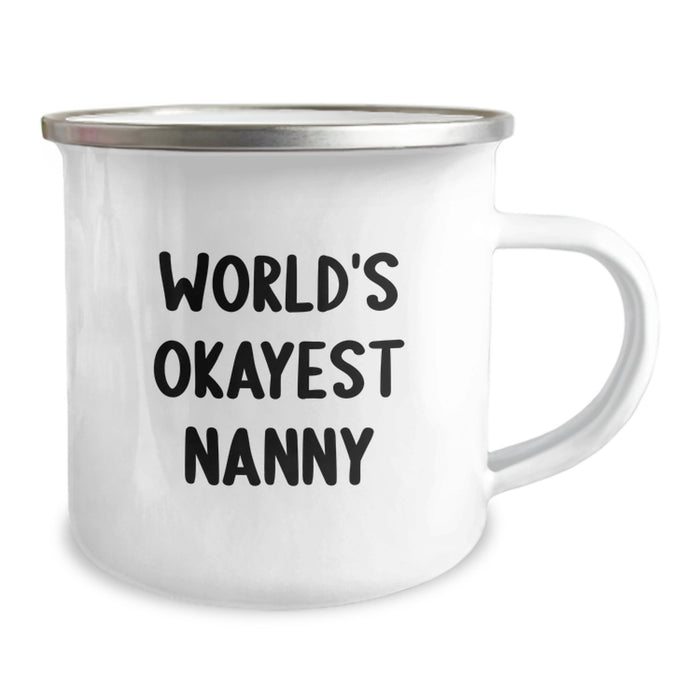 Funny World's Okayest Nanny Gifts from Family to Nanny, Nanny Humor Camping Mug for Graduation Unique Gifts - Image 2