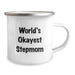 Funny Stepmom Gifts from Family for World's Okayest Stepmom Graduation Unique Camping Mugs, Stainless Steel with Enamel Finish, 12 oz Capacity - Image 2