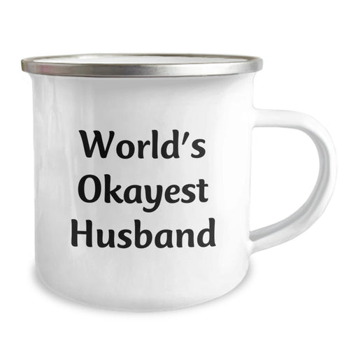 Funny Husband Gifts for Him, World's Okayest Husband Enamel Camping Mug, Perfect for Graduation Unique Gifts from Men to Husband - Image 2