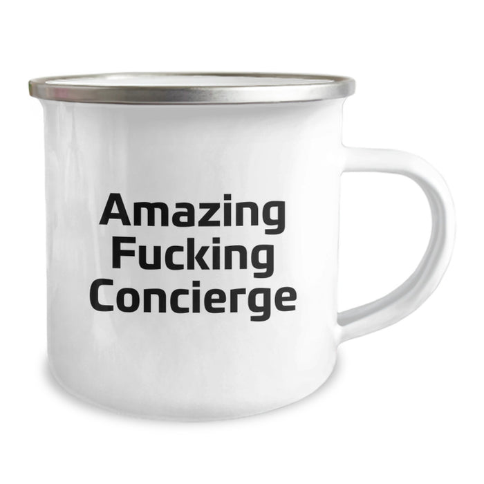 Funny Concierge Gifts from Men for Graduation Unique Concierge Camping Mug with Amazing F--king Concierge Quote, Stainless Steel with Enamel Finish - Image 2