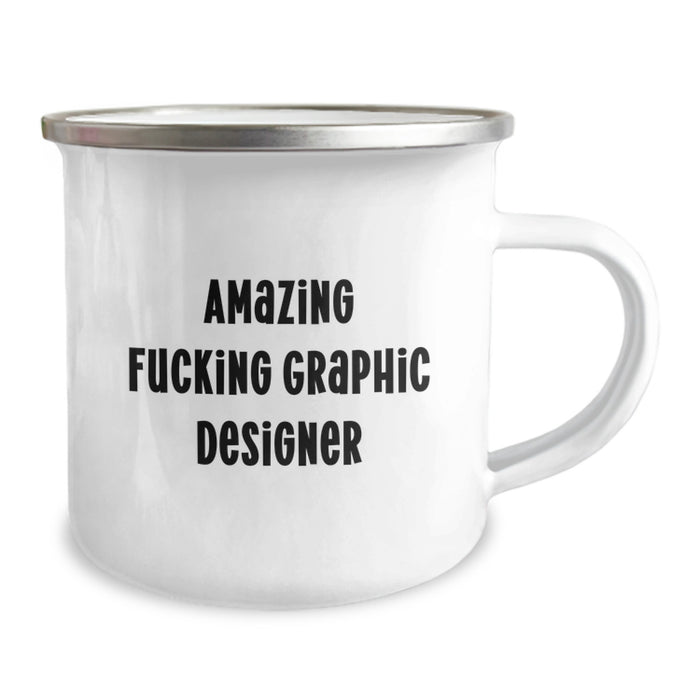 Gifts from Friends, Funny Graphic Designer, Unique Camping Mug for Graduation, Amazing F--king Graphic Designer - Image 2