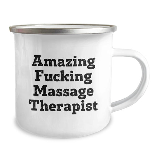 Funny Massage Therapist Gifts, Unique Camping Mug for Graduation, 'Amazing F--king Massage Therapist' Quote, Gifts from Friends to Massage Therapist - Image 2