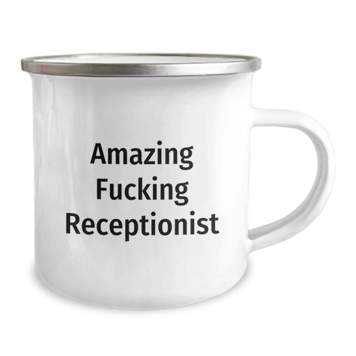 Funny Receptionist Gifts for Her, Amazing Quote Enamel Camping Mug, Perfect Unique Graduation Present from Friends - Image 2