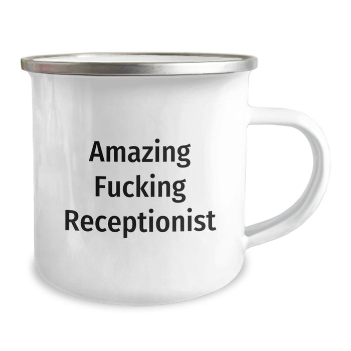 Funny Receptionist Gifts for Her, Amazing Quote Enamel Camping Mug, Perfect Unique Graduation Present from Friends - Image 2