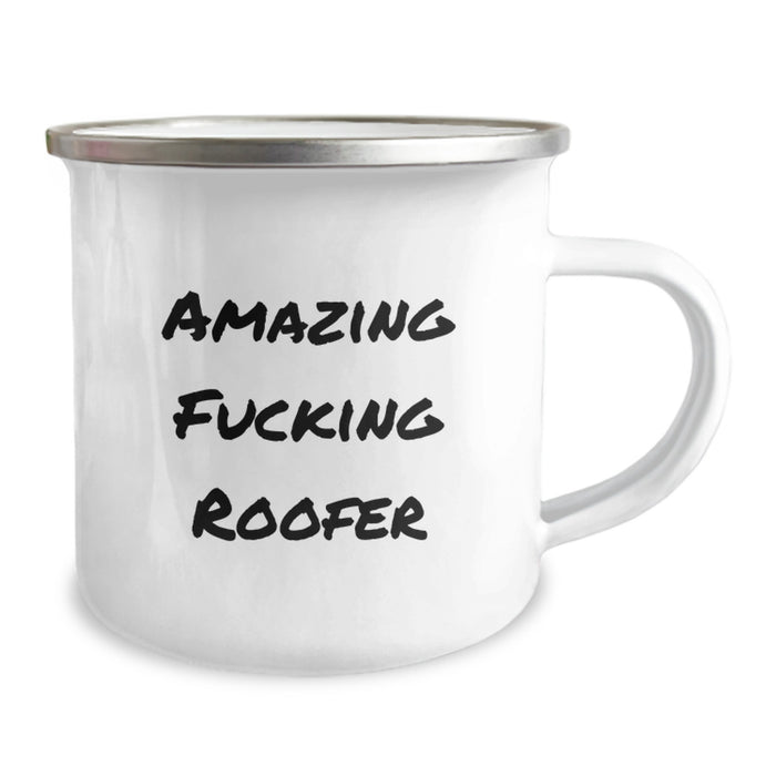 Funny Roofer Gifts for Men - 'Amazing F--king Roofer' Stainless Steel Camping Mug for Graduation Unique Gifts from Friends - Image 2