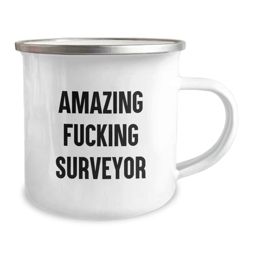 Funny Surveyor Gifts for Men, Unique Camping Mugs for Surveyor Friends, Amazing ' F--king Surveyor' Quote on 12 oz Stainless Steel Mug for Graduation - Image 2