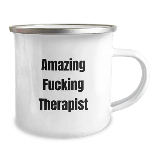 Funny Therapist Gifts from Friends, Unique Camping Mug for Therapist Graduation, Amazing F--king Therapist Quote - Image 2