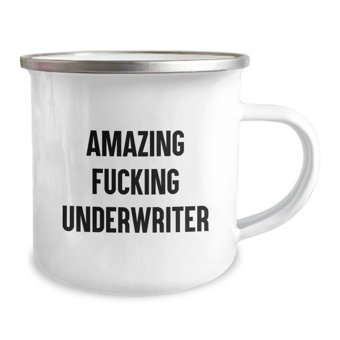 Gifts from Friends, Funny Underwriter Quotes, 12 oz Stainless Steel Camping Mug for Graduation Unique Gifts - Image 2