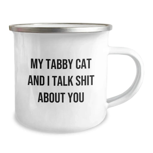 Funny Tabby Cat Camping Mug for Tabby Cat Lovers Gifts for Men from Family - My Tabby Cat And I Talk Shit About You - Image 2