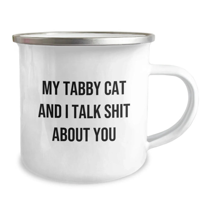 Funny Tabby Cat Camping Mug for Tabby Cat Lovers Gifts for Men from Family - My Tabby Cat And I Talk Shit About You - Image 2