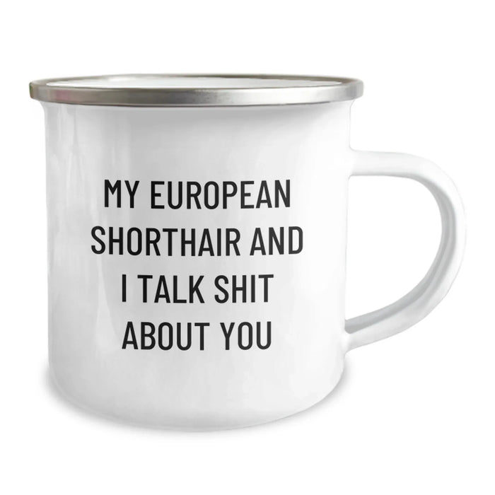 European Shorthair Cat Lovers, Funny Mugs, Gifts from Friends, European Shorthair Cat Birthday Unique Gifts, My European Shorthair And I Talk Shit About You - Image 2