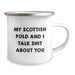 Funny Scottish Fold Cat Gifts from Men, Birthday Unique Presents for Friends, My Scottish Fold And I Talk Shit About You Camping Mug - Image 2