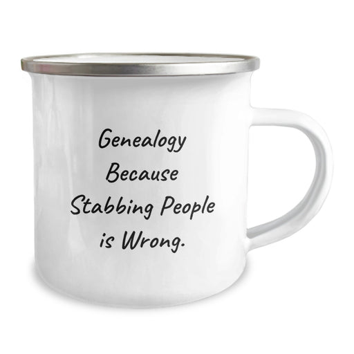 Genealogy Enthusiast Graduation Unique Gifts from Friends for Family Members - Funny Genealogy Camping Mug, Genealogy Because Stabbing People Is Wrong. - Image 2