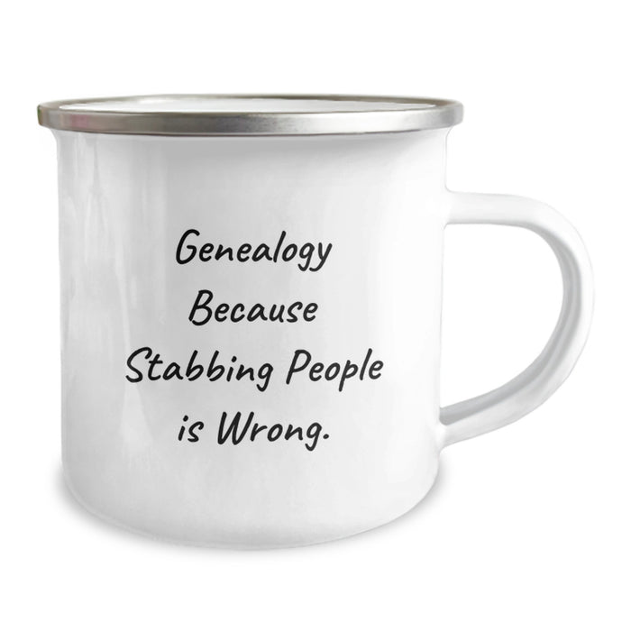Genealogy Enthusiast Graduation Unique Gifts from Friends for Family Members - Funny Genealogy Camping Mug, Genealogy Because Stabbing People Is Wrong. - Image 2