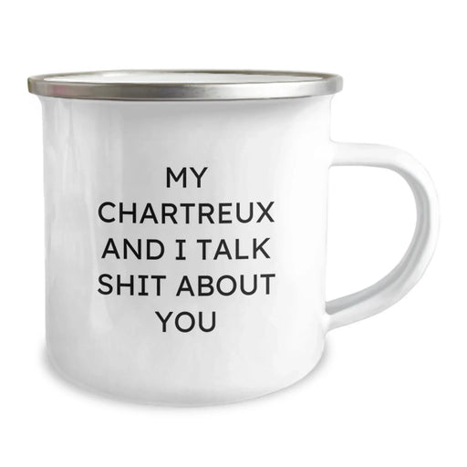 Funny Chartreux Cat Christmas Unique Gifts from Friends to Family Members - Camping Mug with My Chartreux And I Talk Shit About You - Image 2