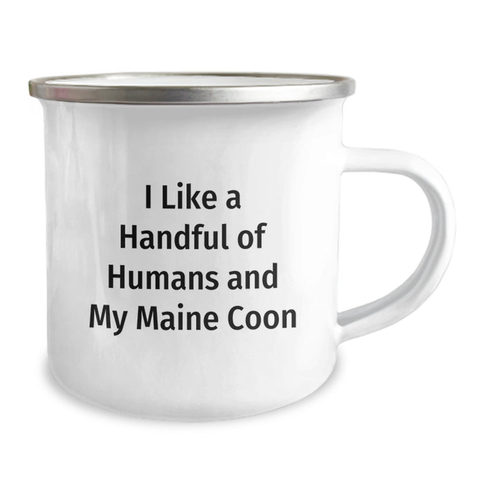 Unique Maine Coon Cat Gifts from Friends to Family for Graduation, Funny Quote: 'I Like A Handful Of Humans And My Maine Coon' - Image 2