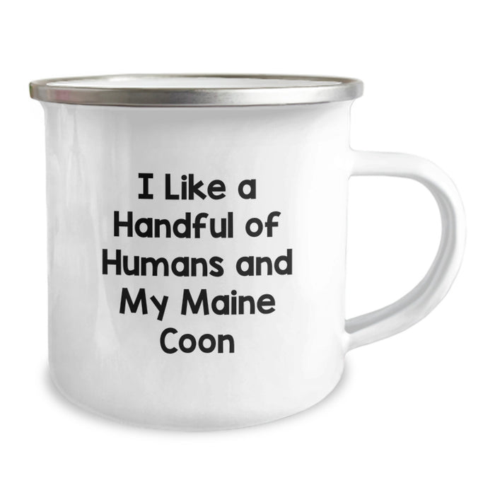 Funny Maine Coon Cat Gifts for Men Family - I Like A Handful Of Humans And My Maine Coon - Camping Mug for Graduation Unique Gifts from Friends - Image 2