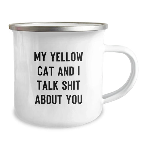 Funny Yellow Cat Camping Mug Gifts for Him from Friends Unique Christmas Memorable Presents - Image 2