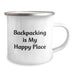 Backpacking Fun Gifts from Friends, Birthday Unique Camping Mug for Backpackers with 'Backpacking Is My Happy Place' Quote, 12 oz Stainless Steel with Enamel Finish - Image 2