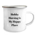 Hobby Horsing Gifts for Men and Women, 'Hobby Horsing Is My Happy Place' Enamel Camping Mug for Birthdays, Gifts from Friends, Family, or Coworkers, 12 oz Stainless Steel with Permanent Printing - Image 2