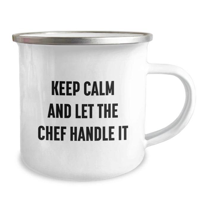 Graduation Unique Gifts from Family to Chef, Funny Camping Mug Keeps Calm And Let The Chef Handle It, Best Chef Gifts for Men - Image 2