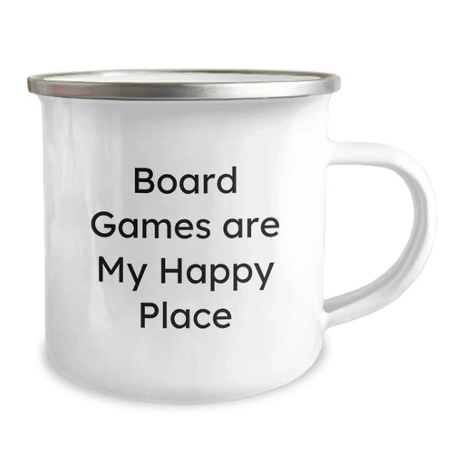 Funny Board Games Lovers Gifts from Friends - 'Board Games Are My Happy Place' Camping Mug for Birthday, Unique Men Gifts - Image 2