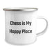 Funny Chess Lover Gifts from Friends, Unique Birthday Camping Mugs for Men and Women, 'Chess Is My Happy Place' Quote, 12 oz Stainless Steel with Enamel Finish - Image 2