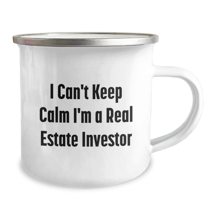Funny Gifts from Family to Real Estate Investor Friends and Coworkers - I Can't Keep Calm I'm A Real Estate Investor Camping Mug for Graduation Unique Gifts - Image 2