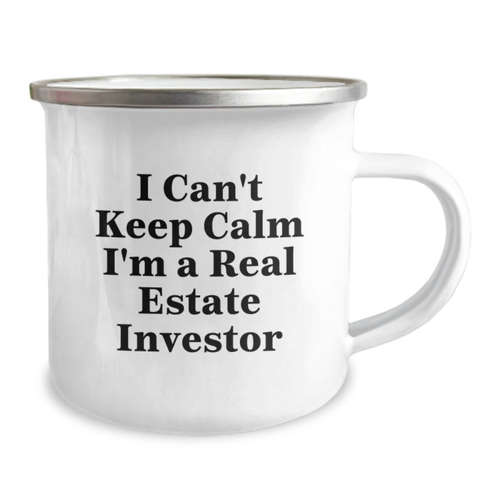 Funny Real Estate Investor Gifts for Men - 'I Can't Keep Calm I'm A Real Estate Investor' Camping Mug for Graduation Unique Gifts from Friends, Coworkers - Image 2