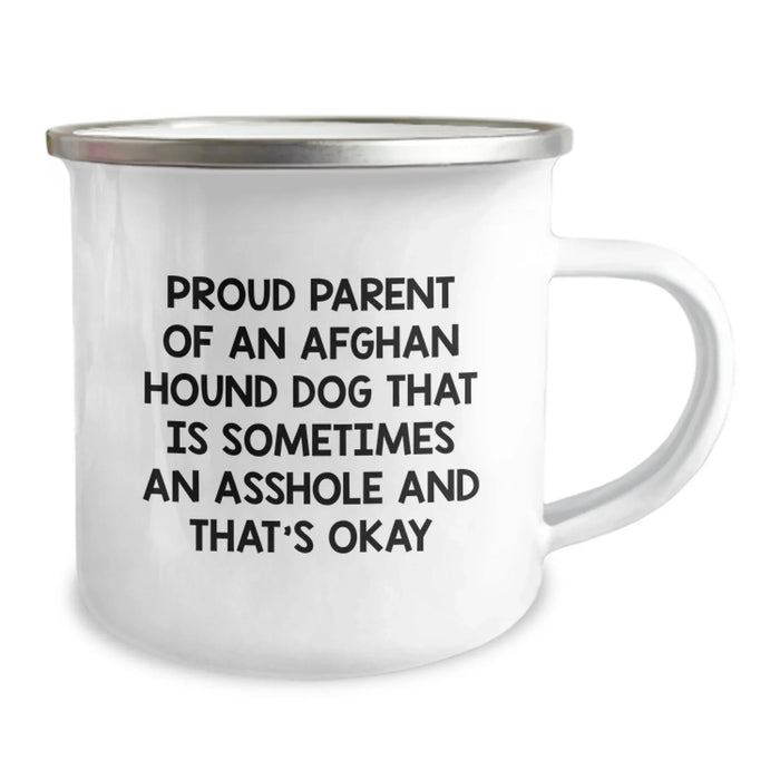 Funny Afghan Hound Dog Lover's Gifts from Family for Birthday, Proud Parent Quotes on Camping Mug, 12 oz Stainless Steel - Image 2