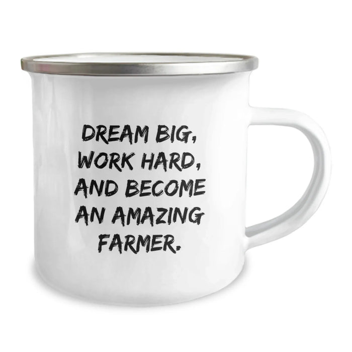Farmer Inspirational Gifts from Men Friends to Celebrate Birthday - 'Dream Big, Work Hard' Funny Camping Mug for Farmer - Image 2