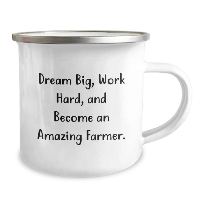 Funny Inspirational Farmer Gifts, Birthday Unique Gifts for Farmer Man - Camping Mug - 'Dream Big, Work Hard, And Become An Amazing Farmer.' - Image 2