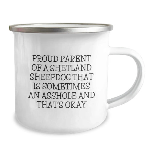 Funny Shetland Sheepdog Parent Gifts for Men, Women, or Friends - Camping Mug for Graduation, 'Sometimes an Asshole, That's Okay' Quote - Image 2