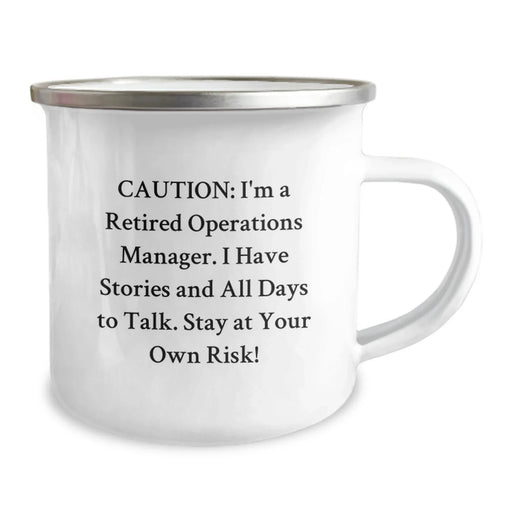 Funny Christmas Unique Gifts for Operations Manager - 'I Have Stories' Camping Mug, Stainless Steel with Enamel Finish, 12 oz Capacity, Perfect for Office or Camping - Image 2