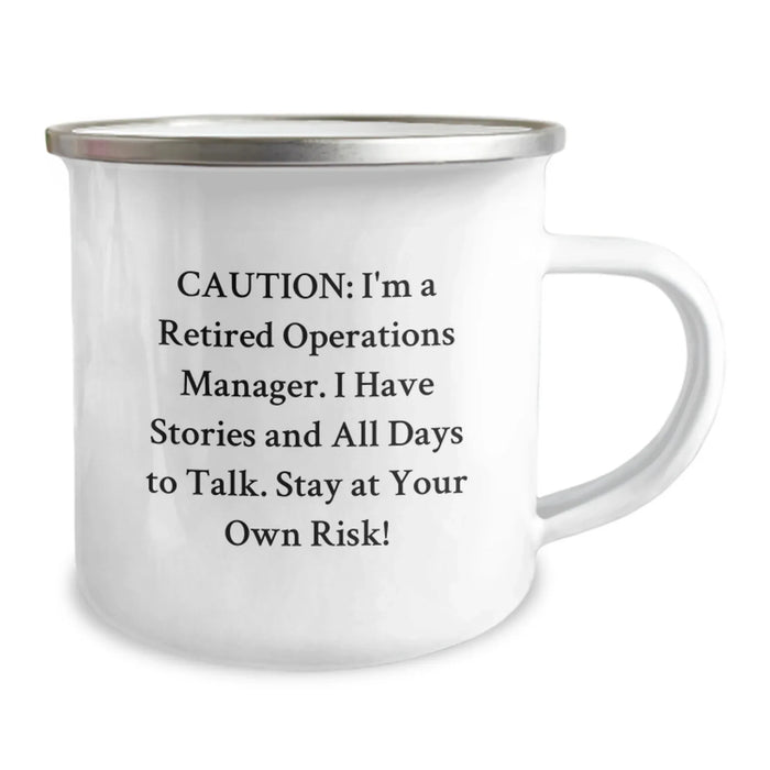 Funny Christmas Unique Gifts for Operations Manager - 'I Have Stories' Camping Mug, Stainless Steel with Enamel Finish, 12 oz Capacity, Perfect for Office or Camping - Image 2