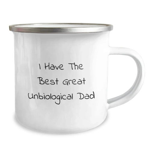 Funny Unbiological Dad Gifts for Him from Daughter - I Have The Best Great Unbiological Dad Camping Mug, 12 oz Stainless Steel Enamel Finish - Image 2