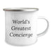 Concierge Camping Mug, Funny Quote 'World's Greatest Concierge' Gifts from Friends, Unique Birthday Unique Gifts for Her or Him, 12 oz Stainless Steel with Enamel Finish - Image 2