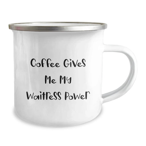 Funny Waitress Gift, 'Coffee Gives Me My Waitress Power' Camping Mug for Women, Christmas Unique Gifts from Family to Coworkers - Image 2