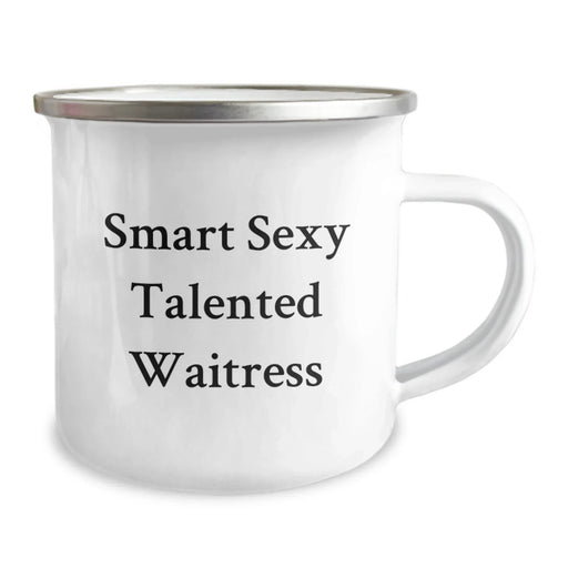 Funny Waitress Gifts from Women to Friends - Smart Sexy Talented Birthday Unique Gifts for Waitress, Camping Mug, 'Smart Sexy Talented Waitress' Quote - Image 2