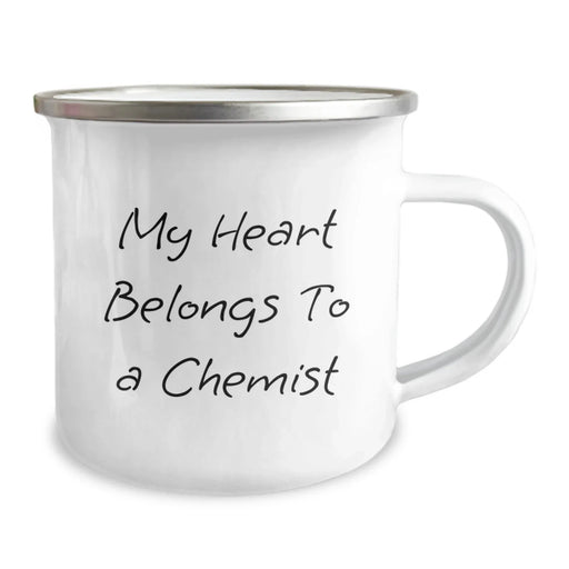 Funny Chemist Gifts for Him or Her, Unique Camping Mug with 'My Heart Belongs To A Chemist' Quote, Gifts from Family or Friends for Christmas - Image 2