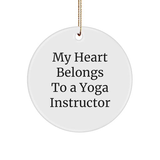 Funny Yoga Instructor Gifts for Her - My Heart Belongs To A Yoga Instructor Circle Ornament, Gifts from Men to Women, Friends to Coworkers, Family - Christmas Unique Gifts - Image 1