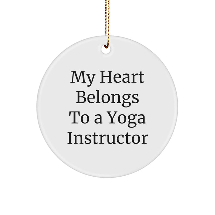 Funny Yoga Instructor Gifts for Her - My Heart Belongs To A Yoga Instructor Circle Ornament, Gifts from Men to Women, Friends to Coworkers, Family - Christmas Unique Gifts - Image 1