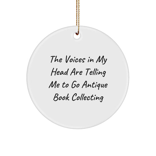 Gifts from Friends - Vintage Book Lover Christmas Ornament, Funny Quote Antique Book Collecting Gift, Circle Ornament Decor for Home - Image 1