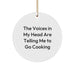 Funny Cooking Gifts for Her, Christmas Unique Circle Ornament with The Voices In My Head Are Telling Me To Go Cooking Quote, Gifts from Women to Friends - Image 1