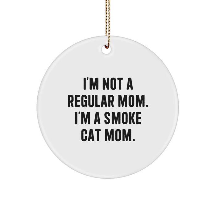 Funny Smoke Cat Mom Christmas Circle Ornament Gifts from Friends for Women - Image 1