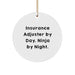 Funny Insurance Adjuster Gifts for Men - Insurance Adjuster By Day, Ninja By Night. Christmas Circle Ornament, Unique Gifts from Family to Friends - Image 1