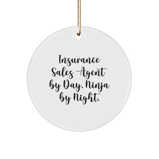 Funny Insurance Sales Agent Gifts by Day Ninja By Night Circle Ornament for Christmas - Image 1