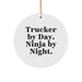 Funny Trucker Gifts Circle Ornament 'Trucker By Day. Ninja By Night.' for Men - Christmas Unique Gifts from Friends - Image 1