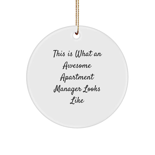 Funny Apartment Manager Gifts for Christmas - 'This Is What An Awesome Apartment Manager Looks Like' Circle Ornament from Friends to Family - Image 1